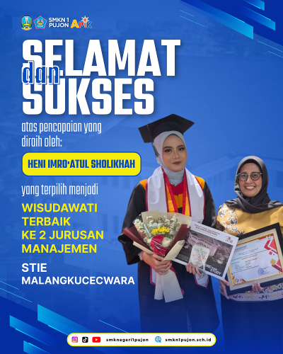 Alumni SMKN 1 Pujon Raih Predikat Wisudawati Terbaik II di STIE Malangkucecwara