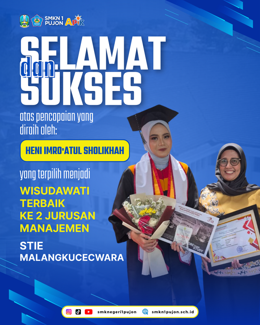 Alumni SMKN 1 Pujon Raih Predikat Wisudawati Terbaik II di STIE Malangkucecwara